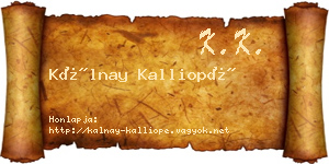 Kálnay Kalliopé névjegykártya